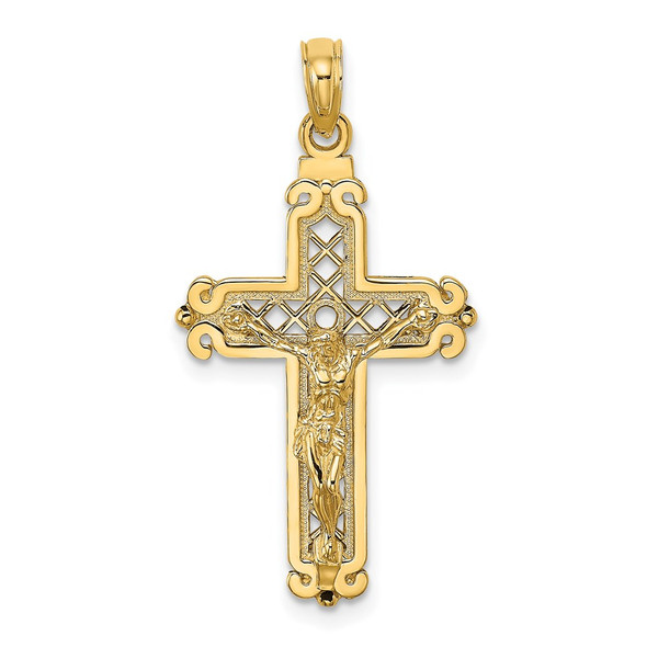 14k Yellow Gold Fancy Crucifix Pendant