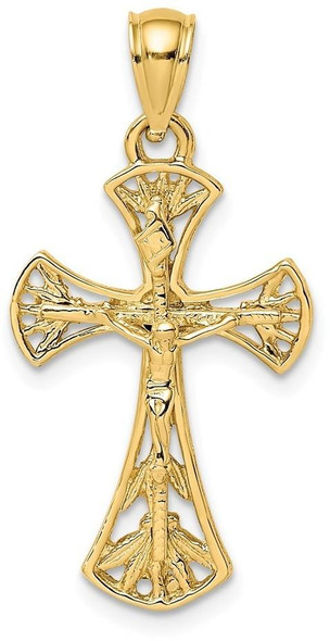 14k Yellow Gold 2-D Crucifix Pendant