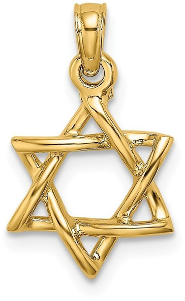 14k Yellow Gold 3-D Polished Star Of David Pendant