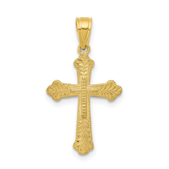 10k Yellow Gold Budded Cross Pendant 10C1121