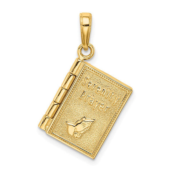 14k Yellow Gold 3-D Moveable Pages Serenity Prayer Book Pendant