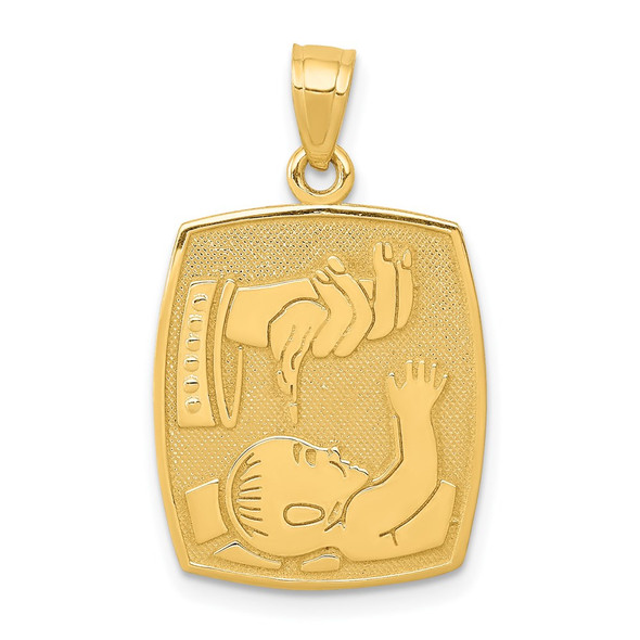 14k Yellow Gold Satin and Polished Baptism Pendant