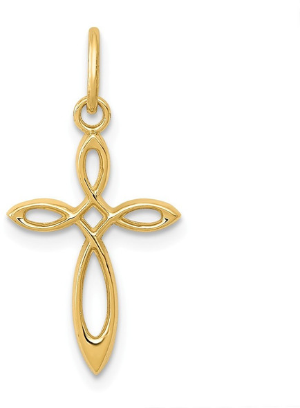 14k Yellow Gold Polished Small Ribbon Cross Pendant XR1486
