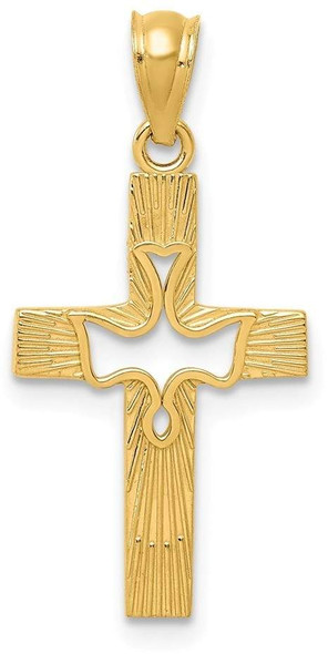 14k Yellow Gold Dove Cross Pendant REL122