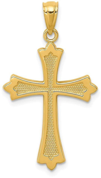 14k Yellow Gold Budded Cross Pendant C3617