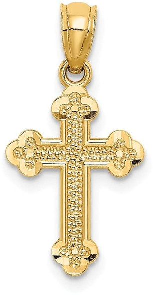 14k Yellow Gold Small Budded Cross Pendant