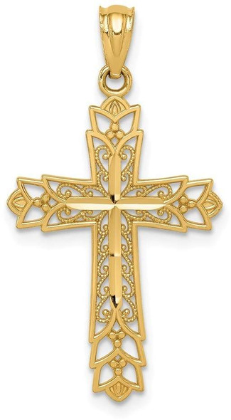14k Yellow Gold Polished Filigree Cross Pendant K5504