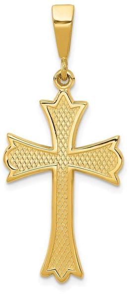 14k Yellow Gold Fleur De Lis Cross Pendant C1955