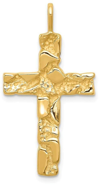 14k Yellow Gold Nugget-Style Cross Pendant C1480