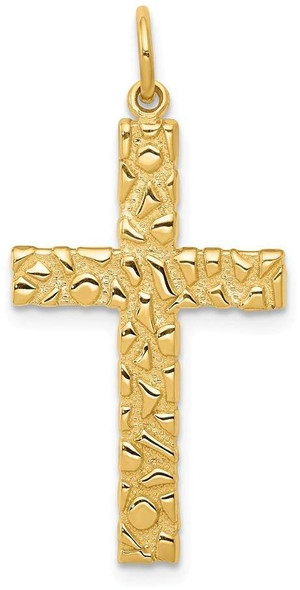 14k Yellow Gold Nugget-Style Cross Pendant C1920