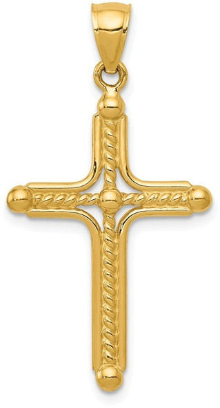 14k Yellow Gold Polished Braided Cross Pendant