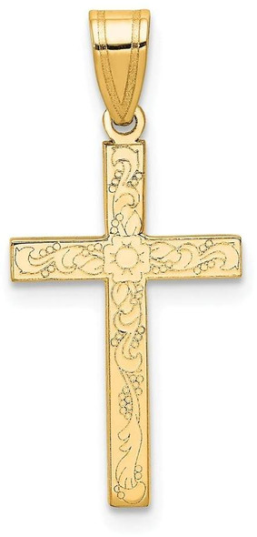 14k Yellow Gold Floral Cross Pendant XR137