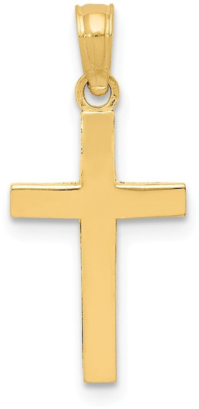 14k Yellow Gold Beveled Cross Pendant