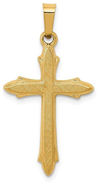 14k Yellow Gold Textured and Polished Passion Cross Pendant XR1482