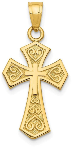 14k Yellow Gold Reversible Passion Cross Pendant