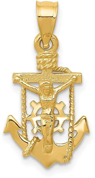 14k Yellow Gold Polished Mariner Crucifix Pendant