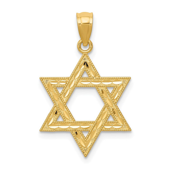 14k Yellow Gold Diamond-Cut Polished Star Of David Pendant