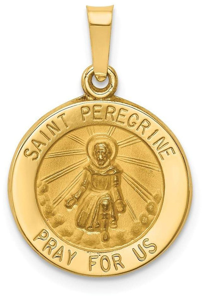 14k Yellow Gold Polished and Satin St. Peregrine Medal Pendant XR1379