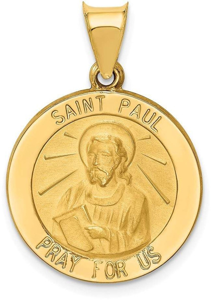 14k Yellow Gold Polished and Satin St. Paul Medal Pendant XR1377