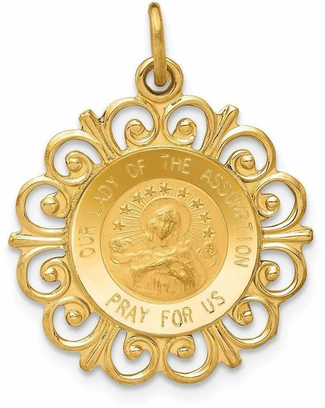 14k Yellow Gold Our Lady Of The Assumption Medal Pendant