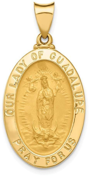 14k Yellow Gold Polished and Satin Our Lady Of Guadalupe Medal Pendant XR1251