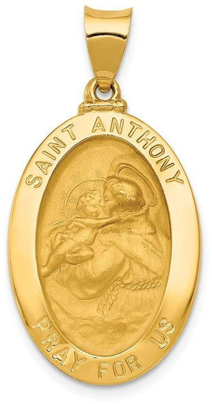 14k Yellow Gold Polished and Satin St. Anthony Medal Pendant XR1291