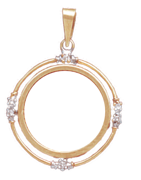 14K Yellow Gold DIAMOND WIRE Bezel Pendant 16.5 mm