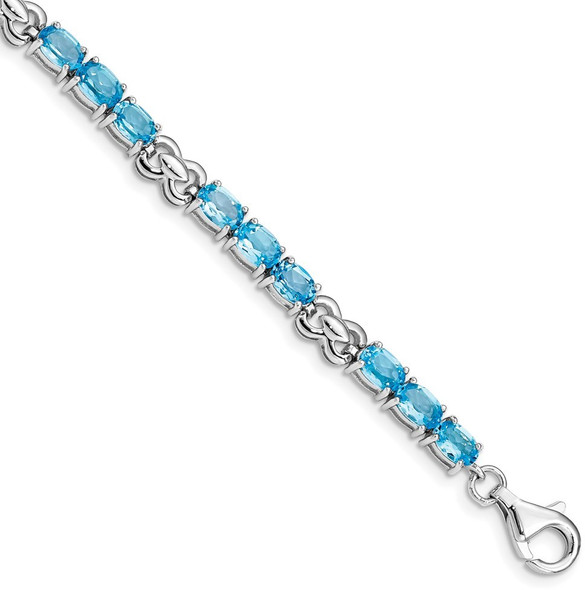 7" Sterling Silver Rhodium-plated Blue Topaz Bracelet QX863BT