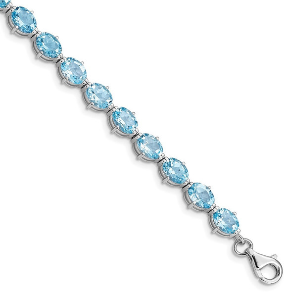 7" Sterling Silver Rhodium-plated Light Swiss Blue Topaz Bracelet
