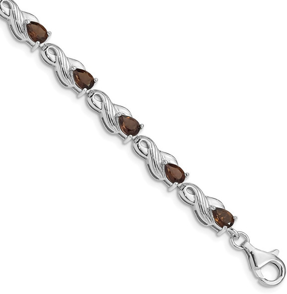 7" Sterling Silver Rhodium-plated Smoky Quartz Bracelet QX864SQ