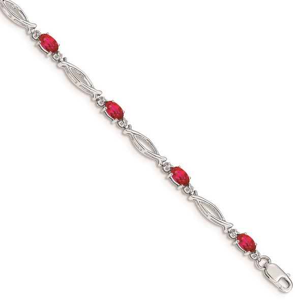 7" 14k White Gold Diamond and Ruby Bracelet BM4483-RU-001-WA