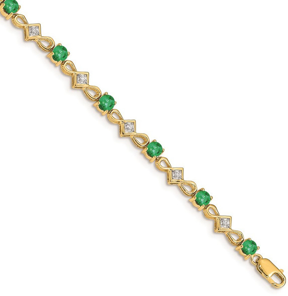 7" 14k Yellow Gold Diamond and Emerald Bracelet BM4486-EM-010-YA
