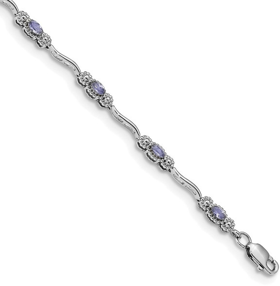 7.5" Sterling Silver Polished Tanzanite Bracelet QX973TZ