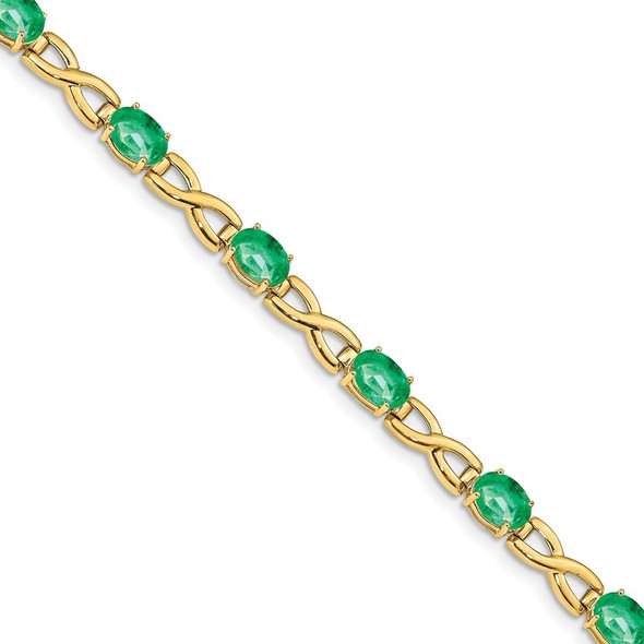 7" 14k Yellow Gold 7x5mm Oval Emerald Bracelet X951E