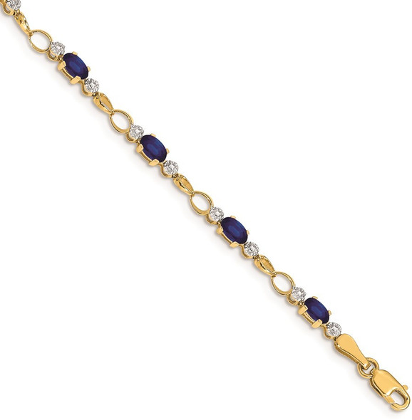 7" 14k Yellow Gold Completed Open-Link Diamond & Sapphire Bracelet