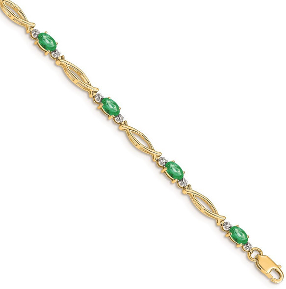 7" 14k Yellow Gold Diamond and Emerald Bracelet BM4483-EM-001-YA