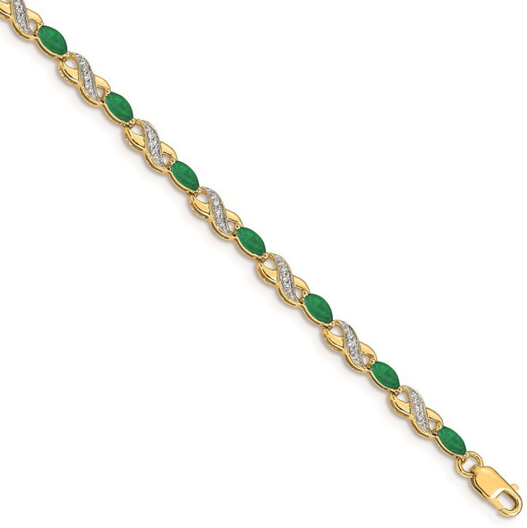 7" 14k Yellow Gold Diamond and Emerald Infinity Bracelet BM4485-EM-015-YA