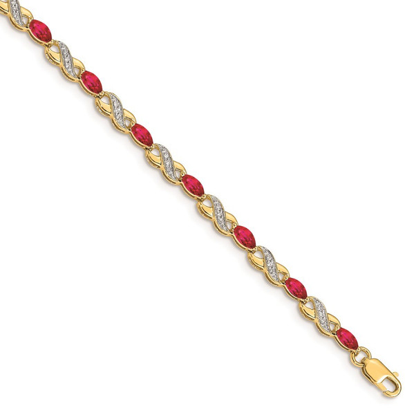 7" 14k Yellow Gold Diamond and Ruby Infinity Bracelet BM4485-RU-015-YA