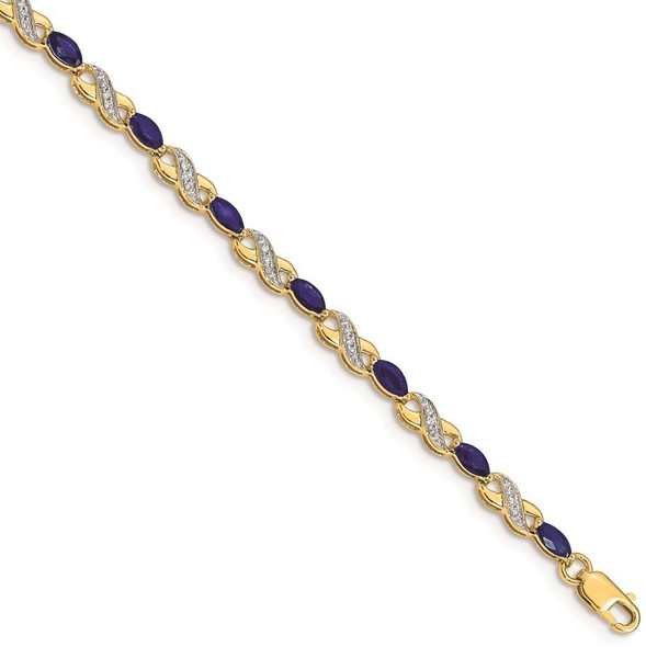 7" 14k Yellow Gold Diamond and Sapphire Infinity Bracelet BM4485-SA-015-YA