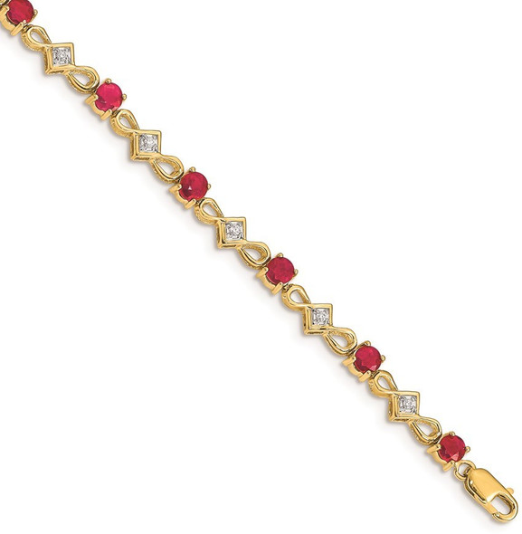7" 14k Yellow Gold Diamond and Ruby Bracelet BM4486-RU-010-YA