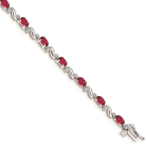 7" 14k White Gold Diamond and Ruby Bracelet BM4487-RU-010-WA