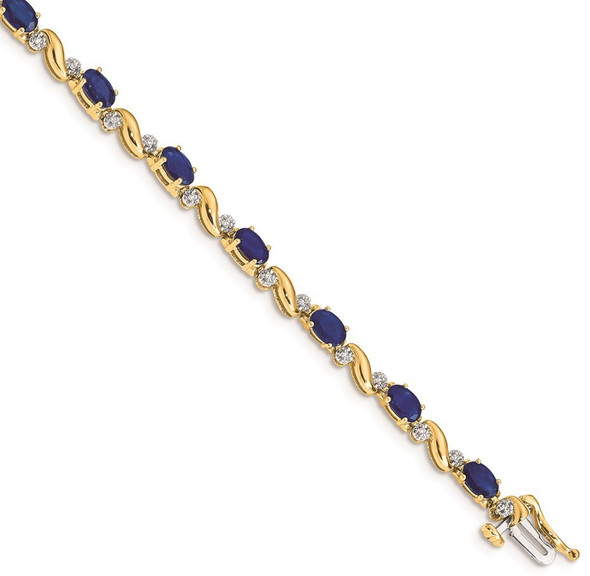 7" 14k Yellow Gold Diamond and Sapphire Bracelet BM4487-SA-010-YA