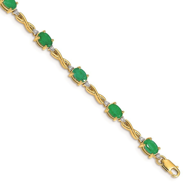 7" 14k Yellow Gold Diamond and Emerald Bracelet BM4488-EM-025-YA