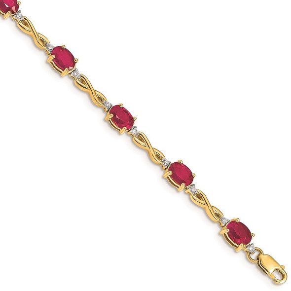 7" 14k Yellow Gold Diamond and Ruby Bracelet BM4488-RU-025-YA