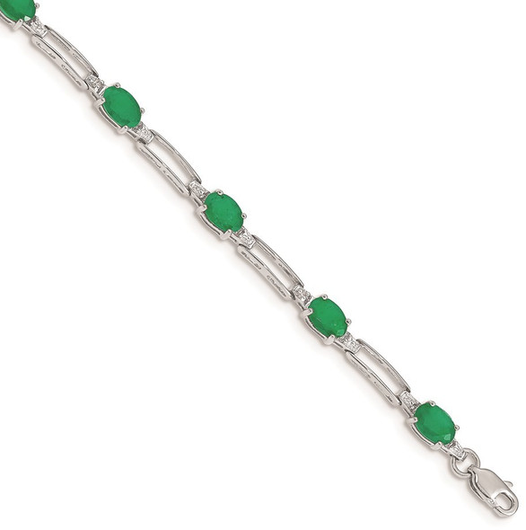 7" 14k White Gold Diamond and Emerald Bracelet BM4489-EM-005-WA