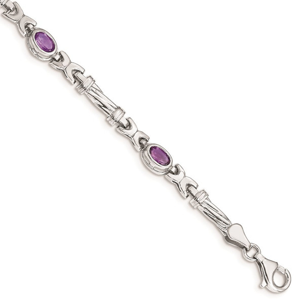 7" 14k White Gold Amethyst Bracelet BM4497-AM-W