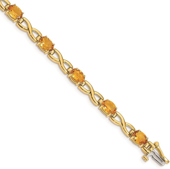 7" 14k Yellow Gold 7x5mm Oval Citrine Bracelet BM4498-CI-Y