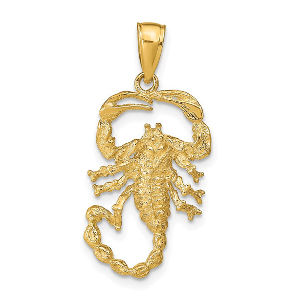 14k Yellow Gold Solid Polished Open-Backed Scorpion Pendant C2383