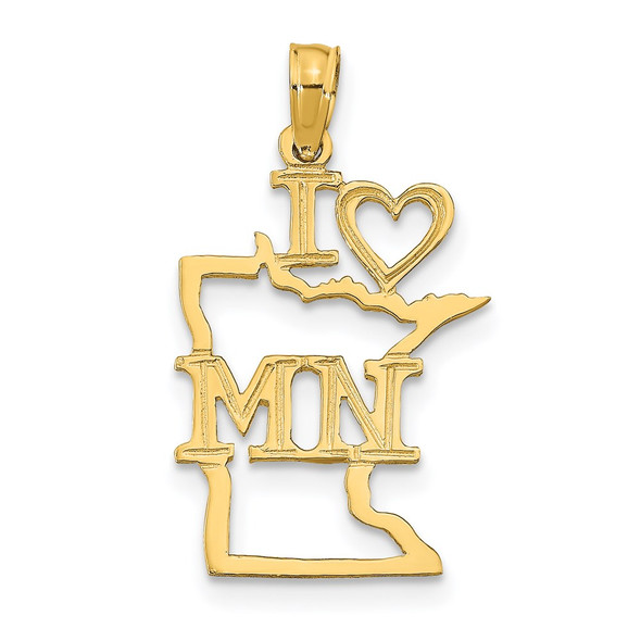 14k Yellow Gold Solid Minnesota State Pendant