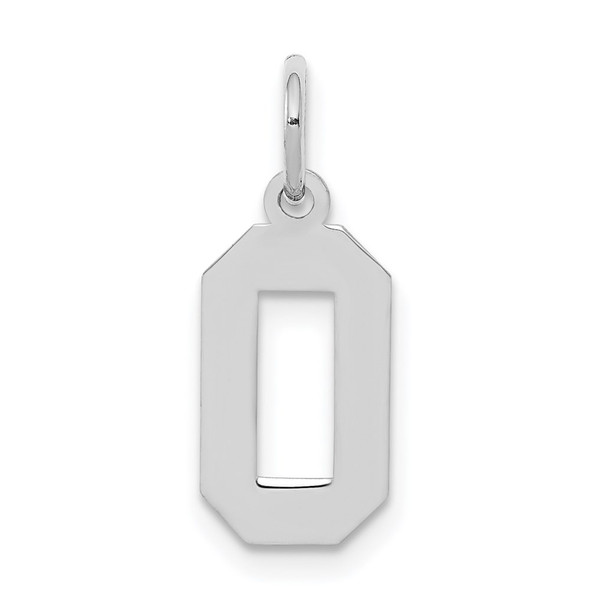 Sterling Silver Rhodium-plated Small Polished Number 0 Charm